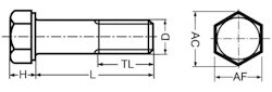 Sechskantschraube 3/4-10 UNC x 3 1/2 (ähnl. DIN 931), Edelstahl 18-8, blank