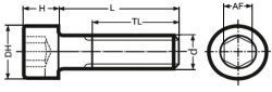 Zylinderschraube ISK 5/16-18 UNC x 4 Stahl Alloy schwarz brüniert