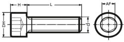 Zylinderschraube ISK 7/16-14 UNC x 1 1/4 Stahl Alloy schwarz brüniert