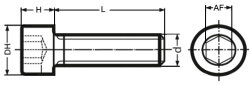 Zylinderschraube ISK 1/4-28 UNF x 1/2 Stahl Alloy schwarz brüniert