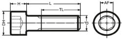 Zylinderschraube ISK 5/8-11 UNC x 2 1/2 Edelstahl A2 (18-8)