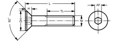 Senkkopfschraube ISK 5/16-18 UNC x 2 1/4 Stahl Alloy schwarz brüniert