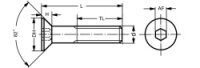 Senkkopfschraube ISK 8-32 UNC x 1 1/2 Stahl Alloy schwarz...