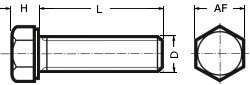 Sechskantschraube 1/4-28 UNF x 1/2 (ähnl. DIN 933) Stahl Grade 5 (8.8)  brüniert