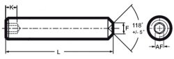 Gewindestift mit Innensechskant und Ringschneide 1/4-20 UNC x 3/16 Edelstahl A2 (18-8)