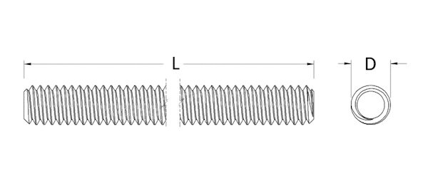 Gewindestange 1/4-20 UNC x 3 ft Edelstahl A2