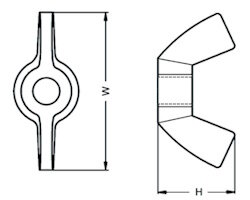 Flügelmutter  1/2-13 UNC Edelstahl A2, amerikanische Form A