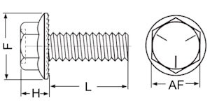 Sechskantschraube mit Flansch und Sperrverzahnung 3/8-16 UNC x 2 1/4 Stahl Grade 5 (8.8)  verzinkt