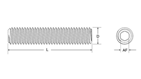 Gewindestift mit Innensechskant und Ringschneide 6-40 UNF x 3/16 Stahl Alloy brüniert
